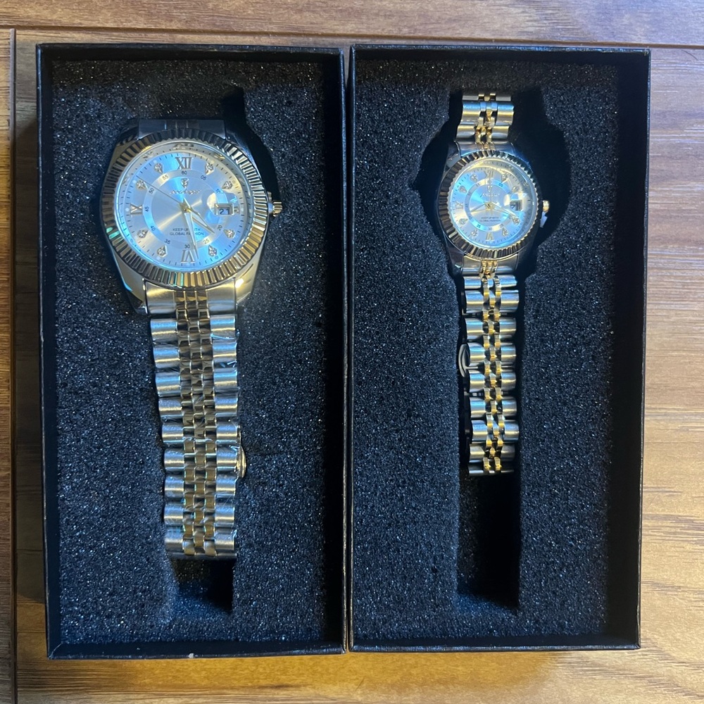 Luxury His and Hers Two-Tone Watch Set